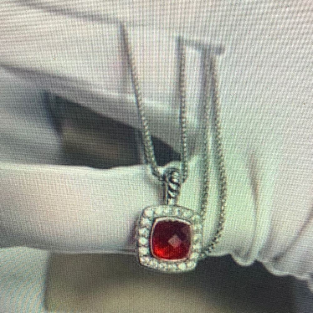 DavidYurman Silver Necklace with Red Pendant